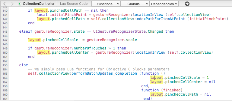 Bounces Lua code editor - variable usage
