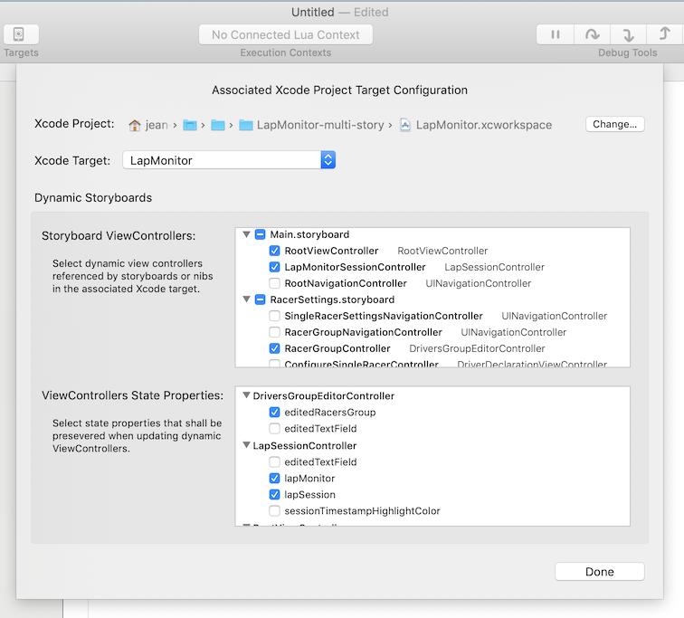 Associated Xcode project state properties configuration